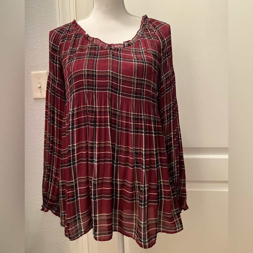Beautiful Long Sleeve Pleated Tunic Top